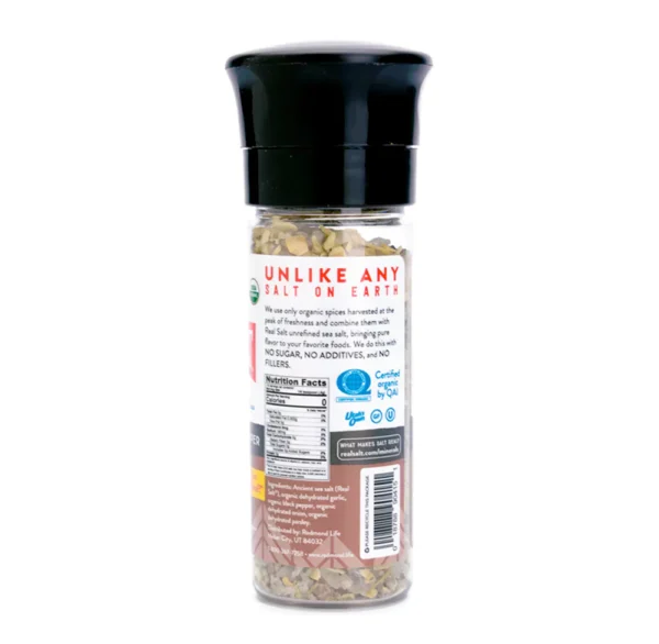 Real Salt® Organic Garlic Pepper Grinder (3.3 Oz.)